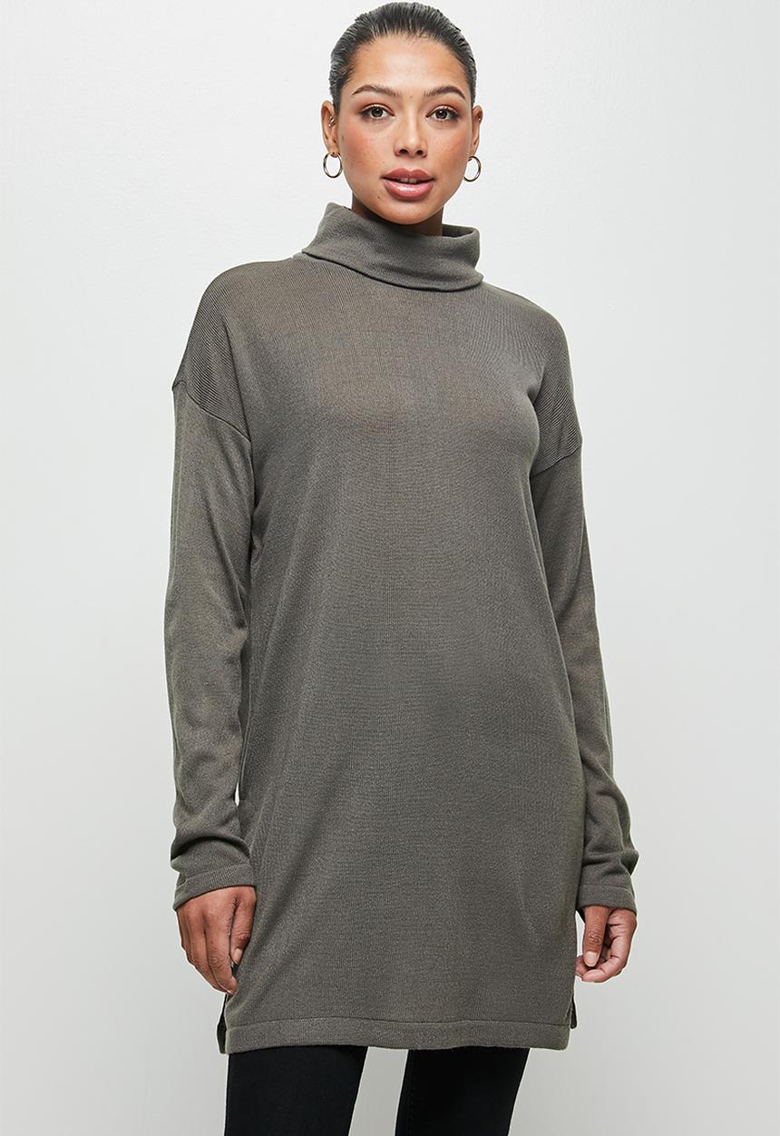 edit - Highneck longline  tunic- brown