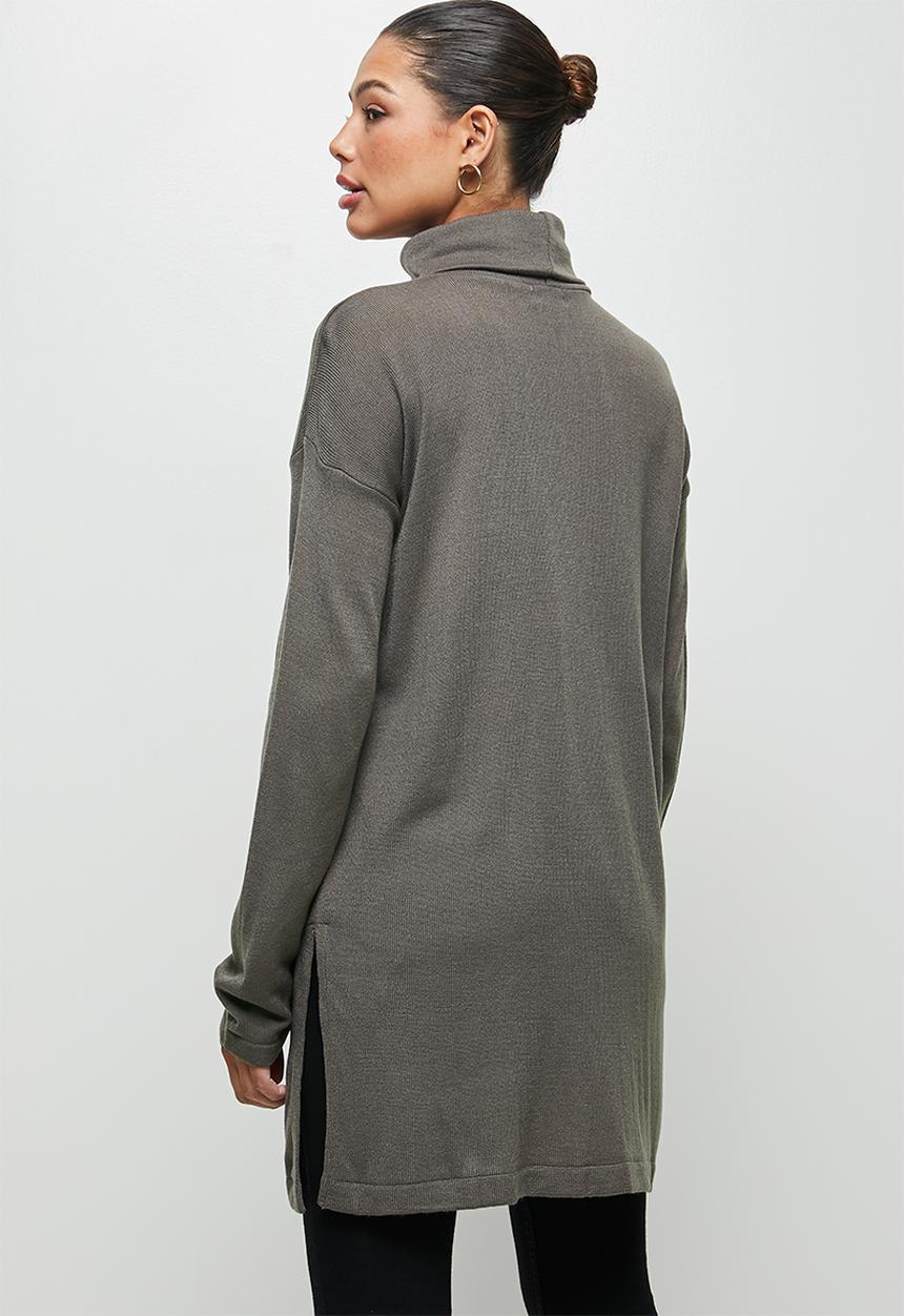 edit - Highneck longline  tunic- brown