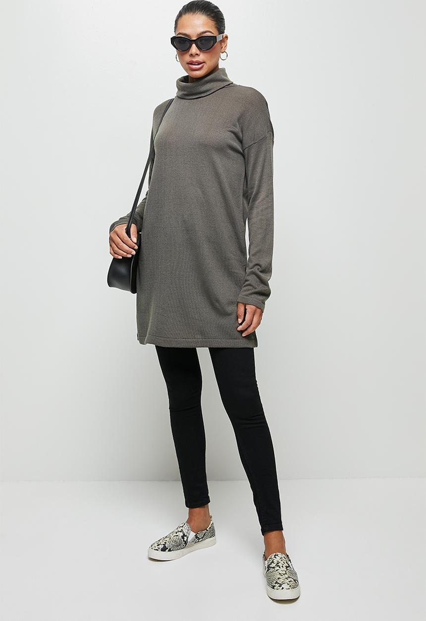 edit - Highneck longline  tunic- brown