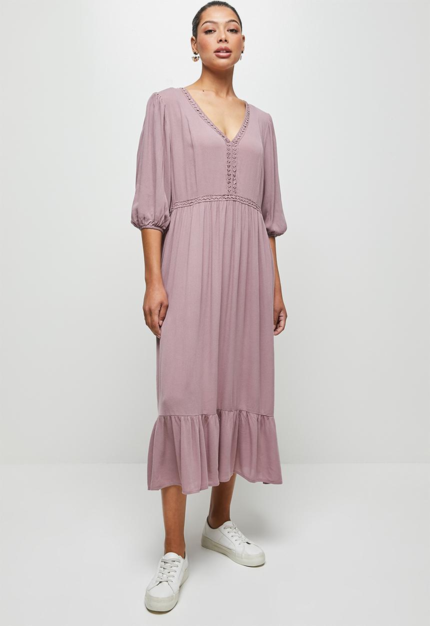 edit - Embroidered gypsy midi - dusty pink