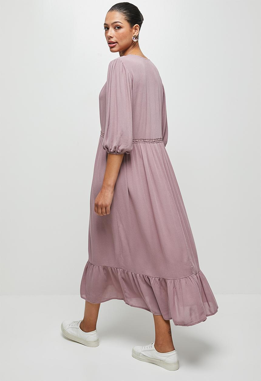 edit - Embroidered gypsy midi - dusty pink