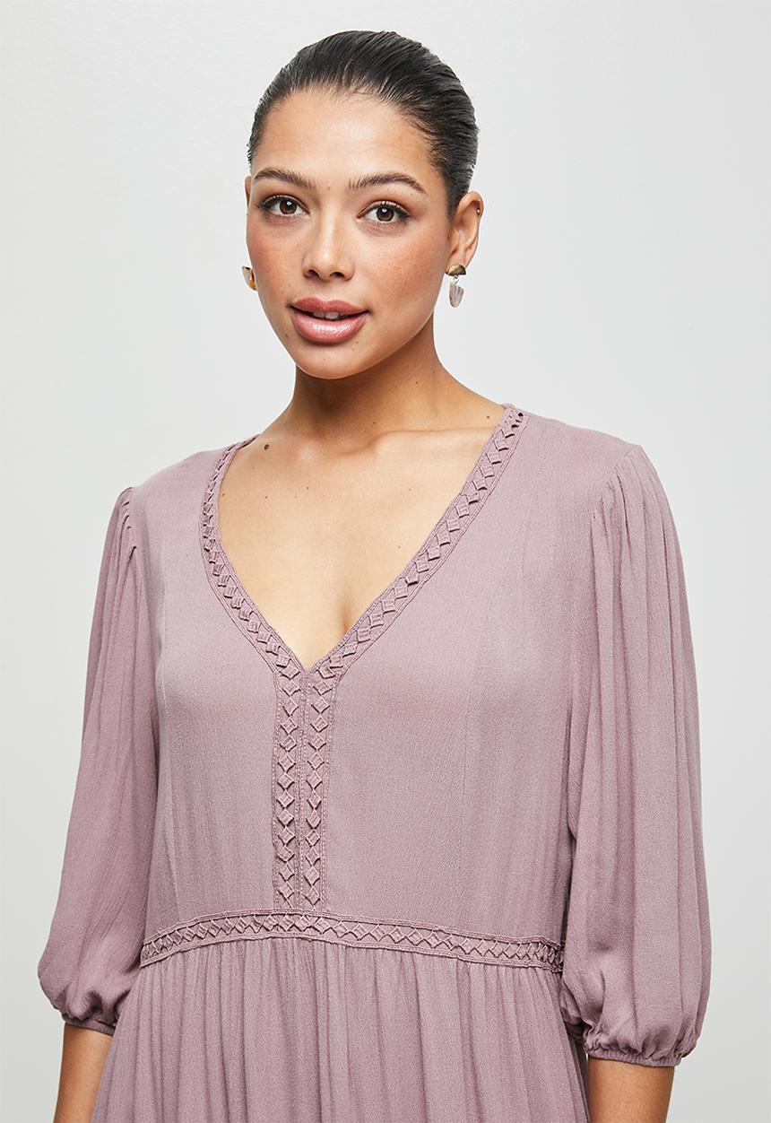 edit - Embroidered gypsy midi - dusty pink