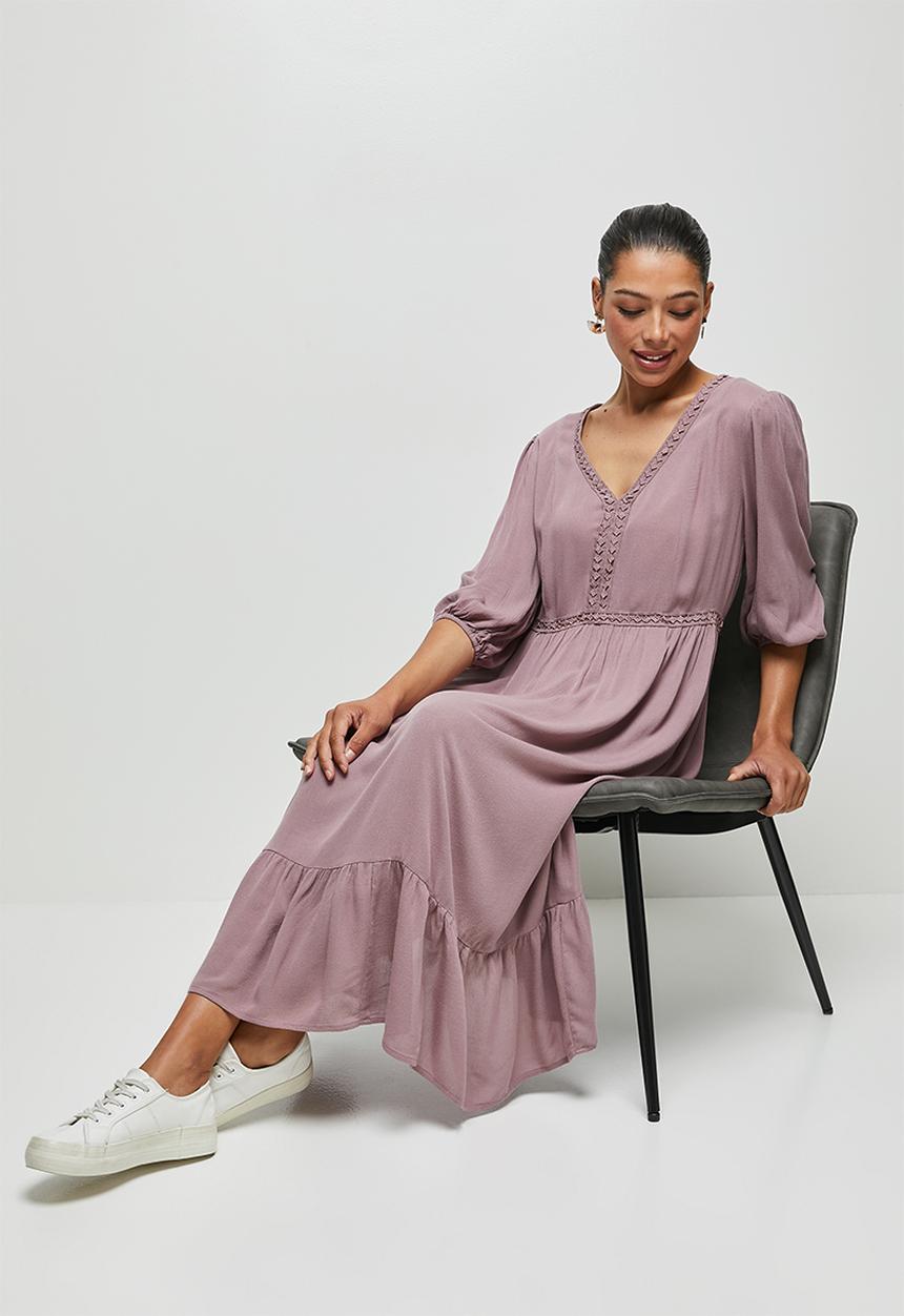 edit - Embroidered gypsy midi - dusty pink
