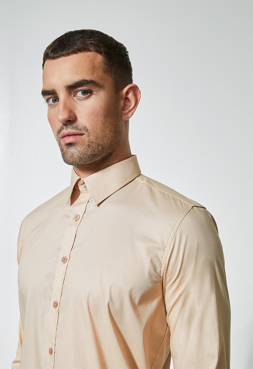 Superbalist - Jos slim fit long sleeve shirt - beige 