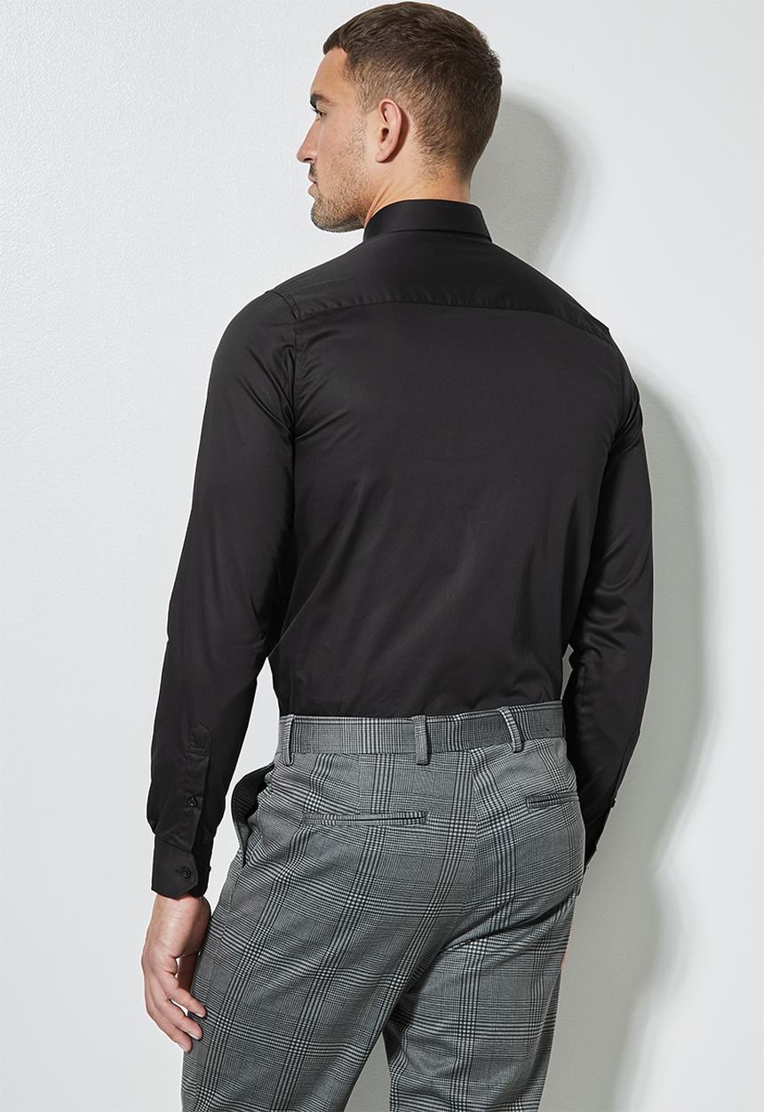 Superbalist - Jos slim fit cotton sateen long sleeve shirt - black