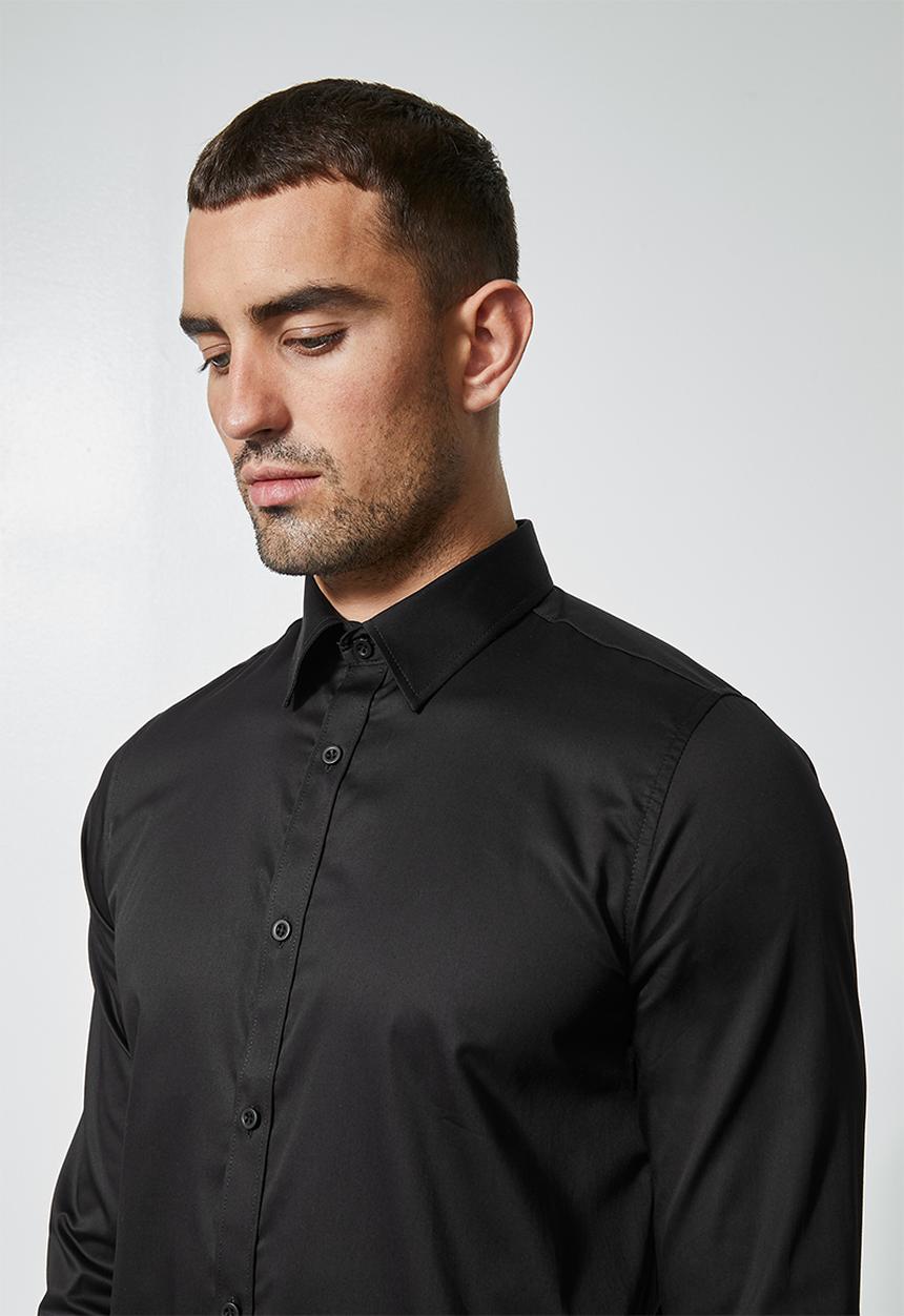 Superbalist - Jos slim fit cotton sateen long sleeve shirt - black