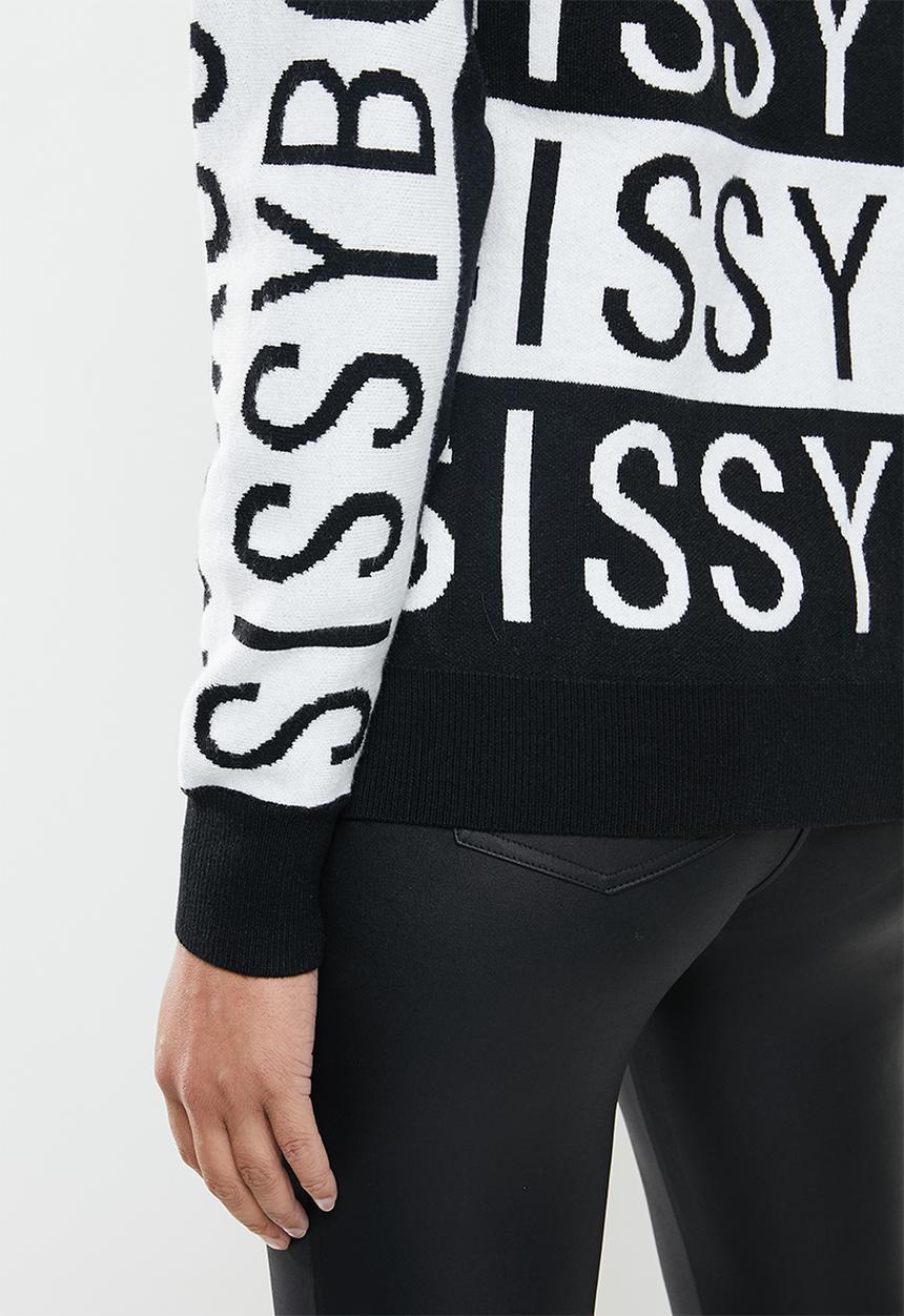 SISSY BOY - Off the shoulder monchrome logo knitwear - black & white