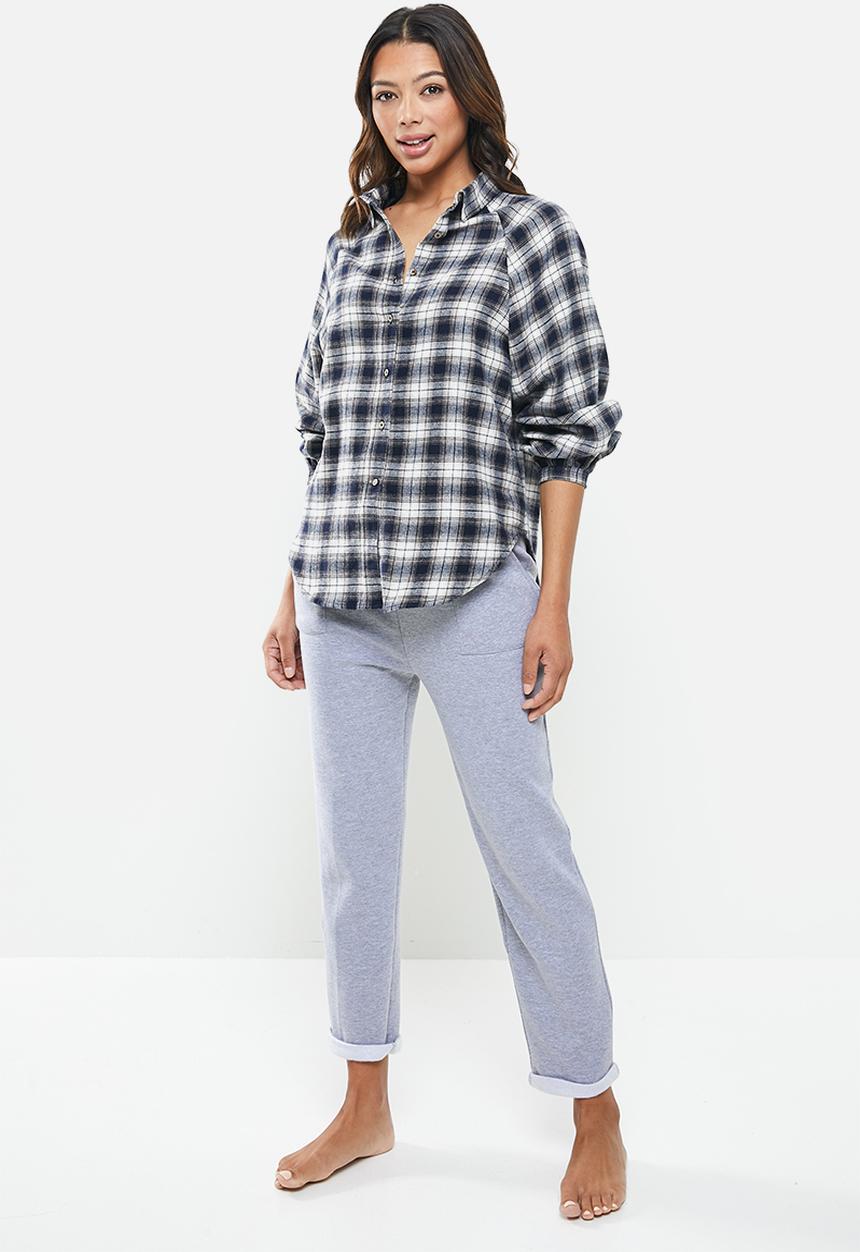 Cotton On - Warm flannel sleep shirt - navy