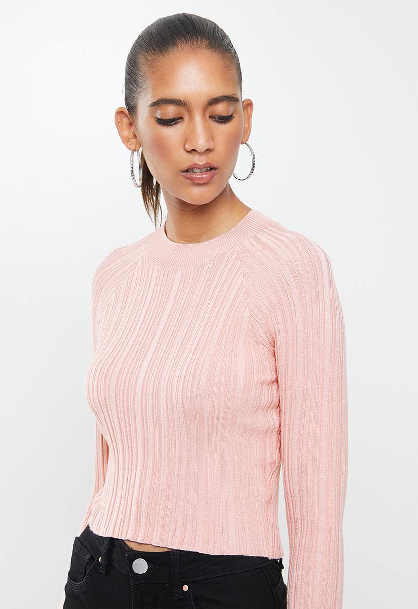 Factorie - Variegated rib knit long sleeve top - pink