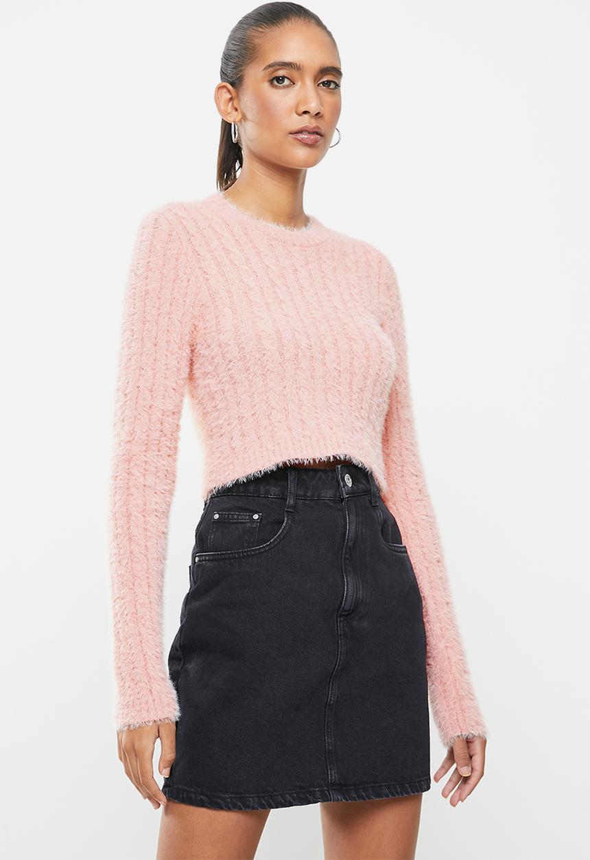 Factorie - Fluffy knit crop jumper - pink