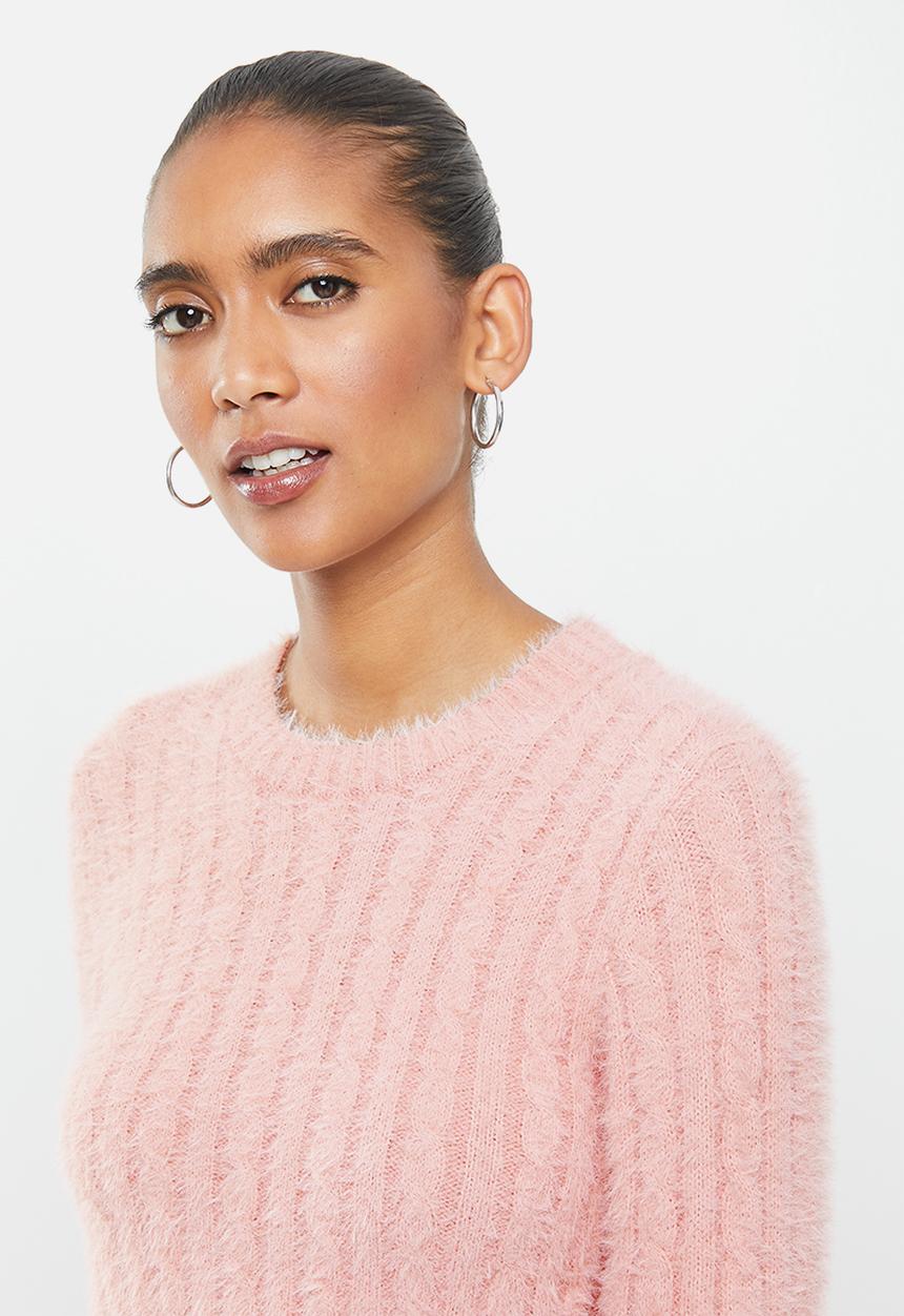 Factorie - Fluffy knit crop jumper - pink