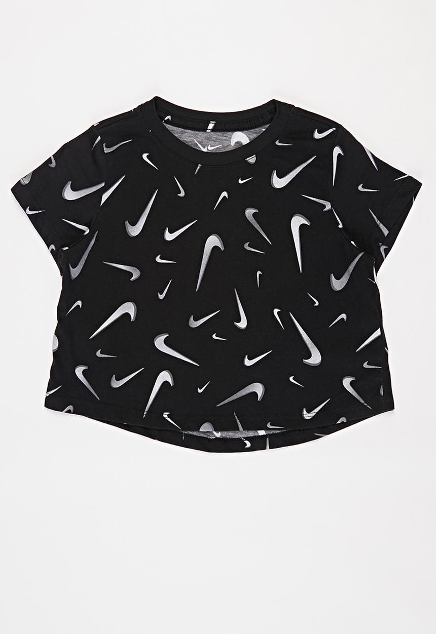 Nike - G nsw tee crop swooshes - black & grey