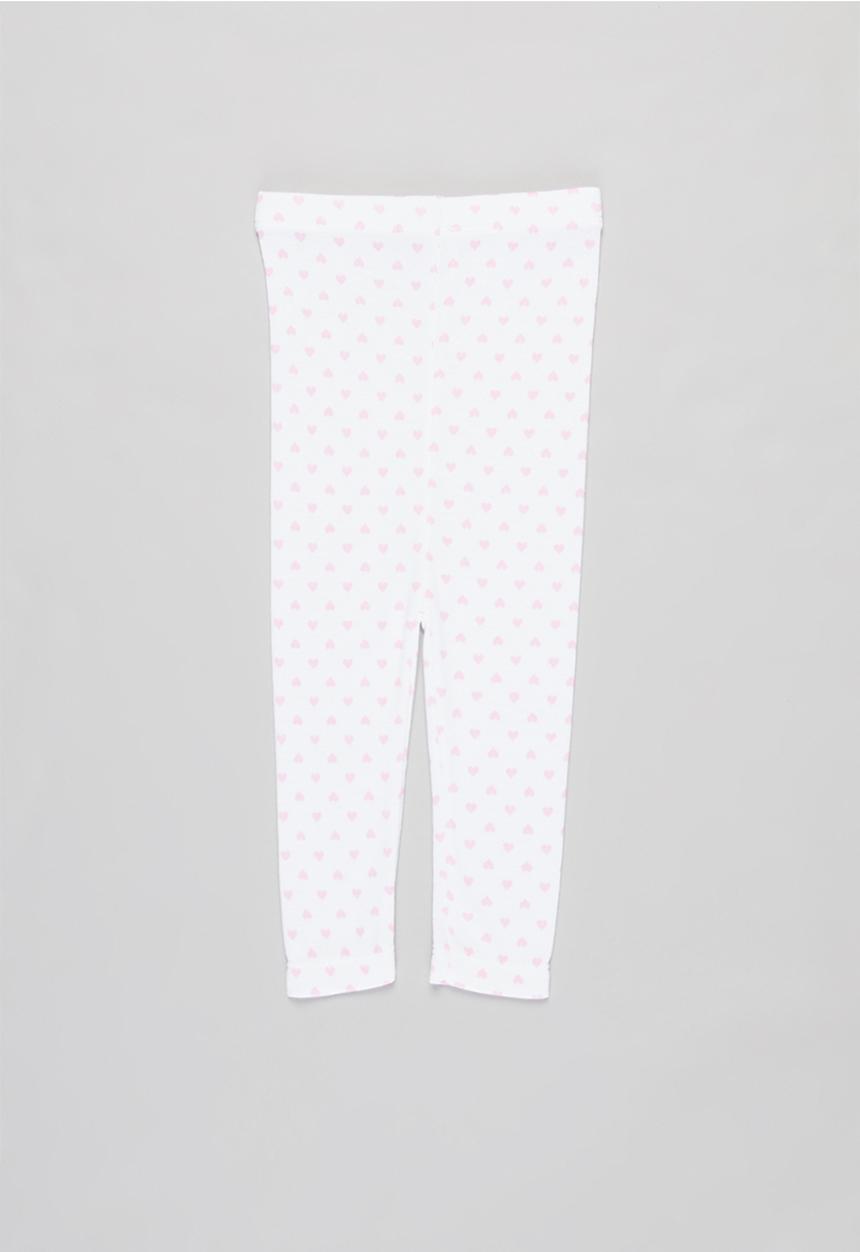 Pop Candy - 2 Pack heart print leggings - pink & white