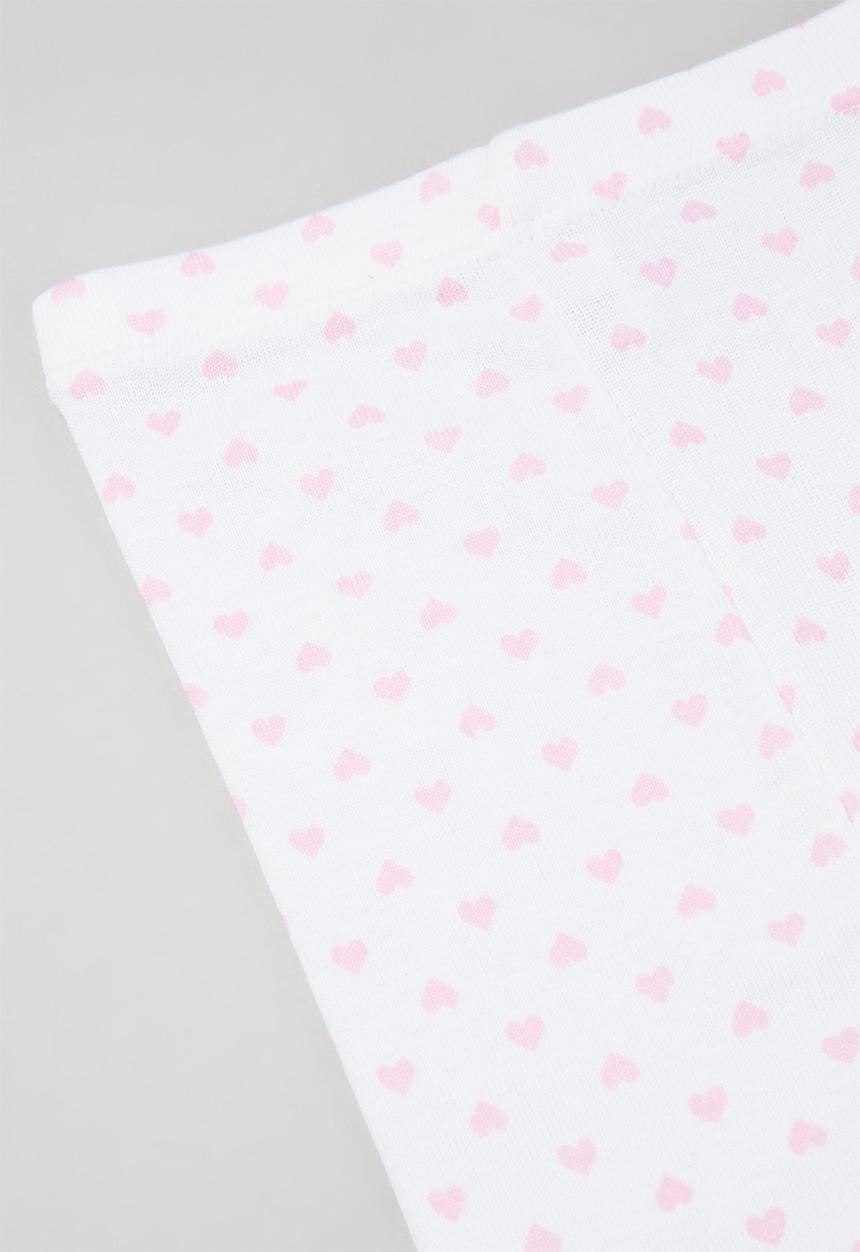 Pop Candy - 2 Pack heart print leggings - pink & white
