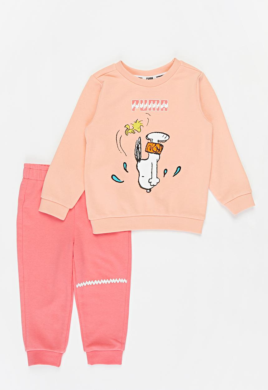 PUMA - Puma x Peanuts minicats crew jogger set - peach & pink 
