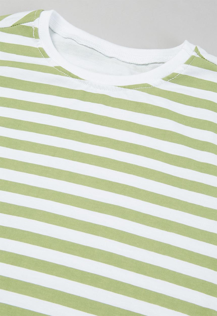 Rebel Republic - Boys 2 pack stripe tees - green & white 