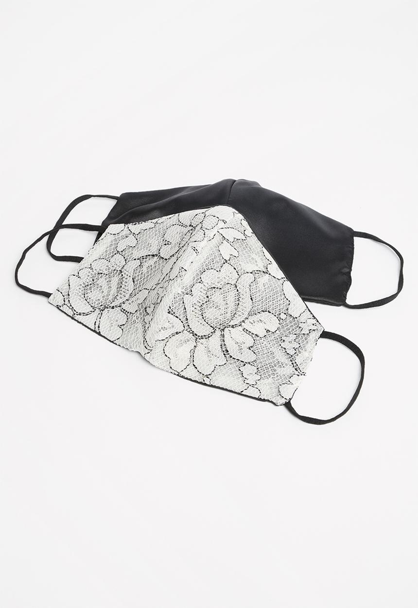 Superbalist - 2-pack Lace face mask - black & white