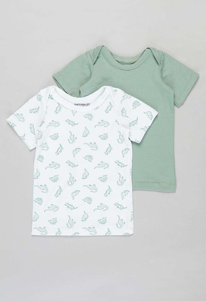 Superbalist Kids - Baby boys 2 pack tees - green & white