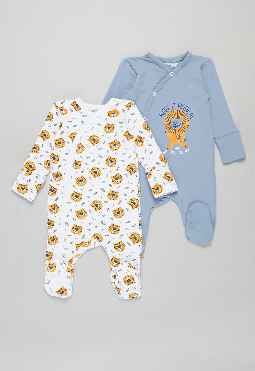 Superbalist Kids - 2 pack sleepsuit - white & baby blue