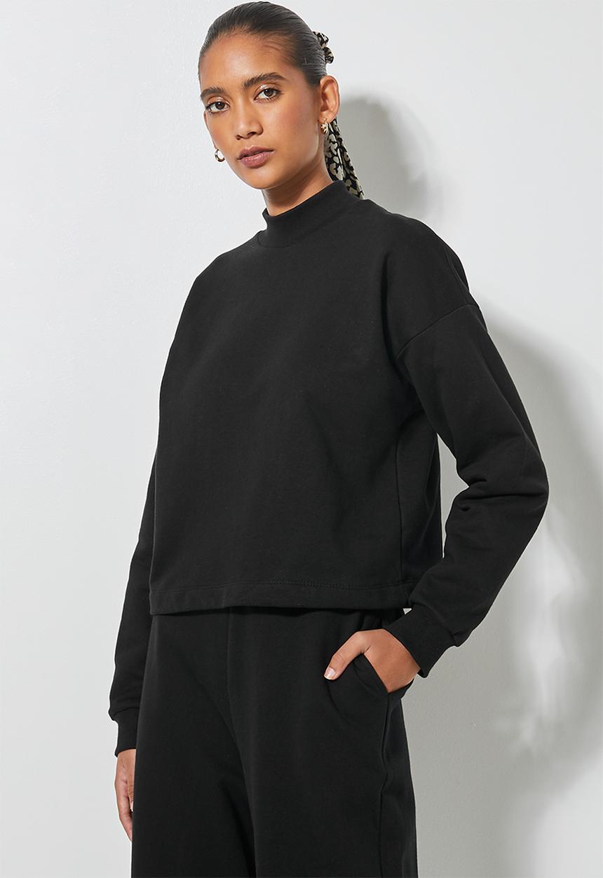 Superbalist - Crop funnel neck sweat - black