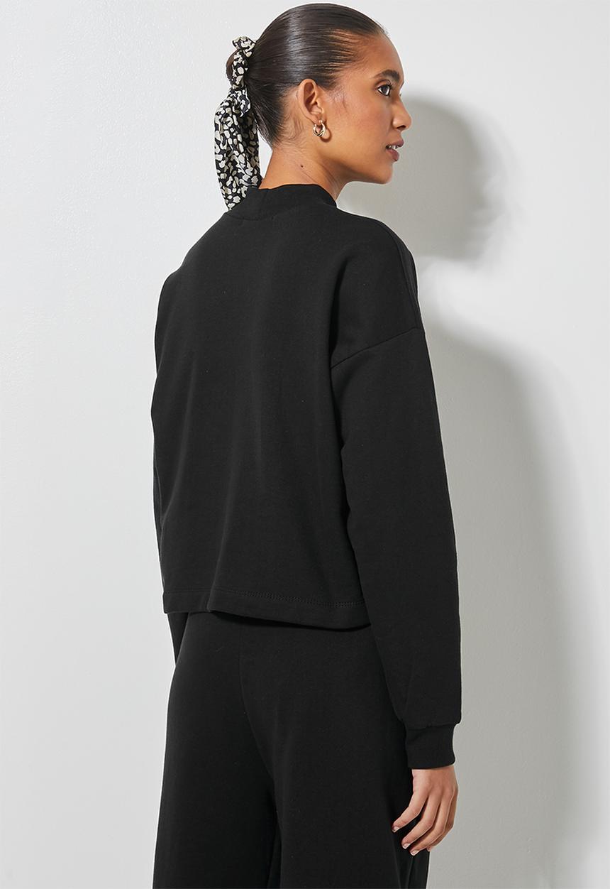 Superbalist - Crop funnel neck sweat - black