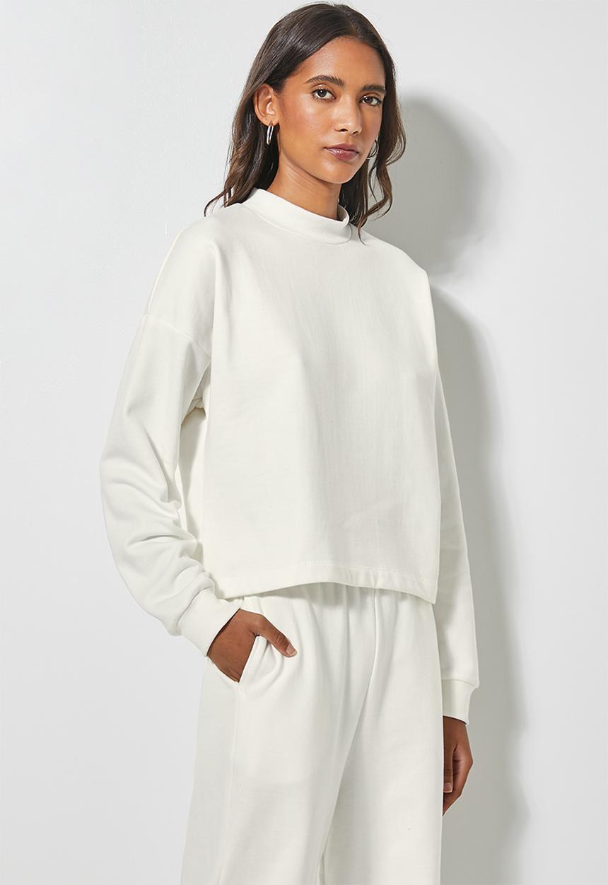 Superbalist - Crop funnel neck sweat - cream