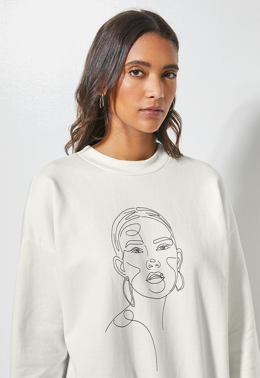 Superbalist - Graphic crew neck - cream