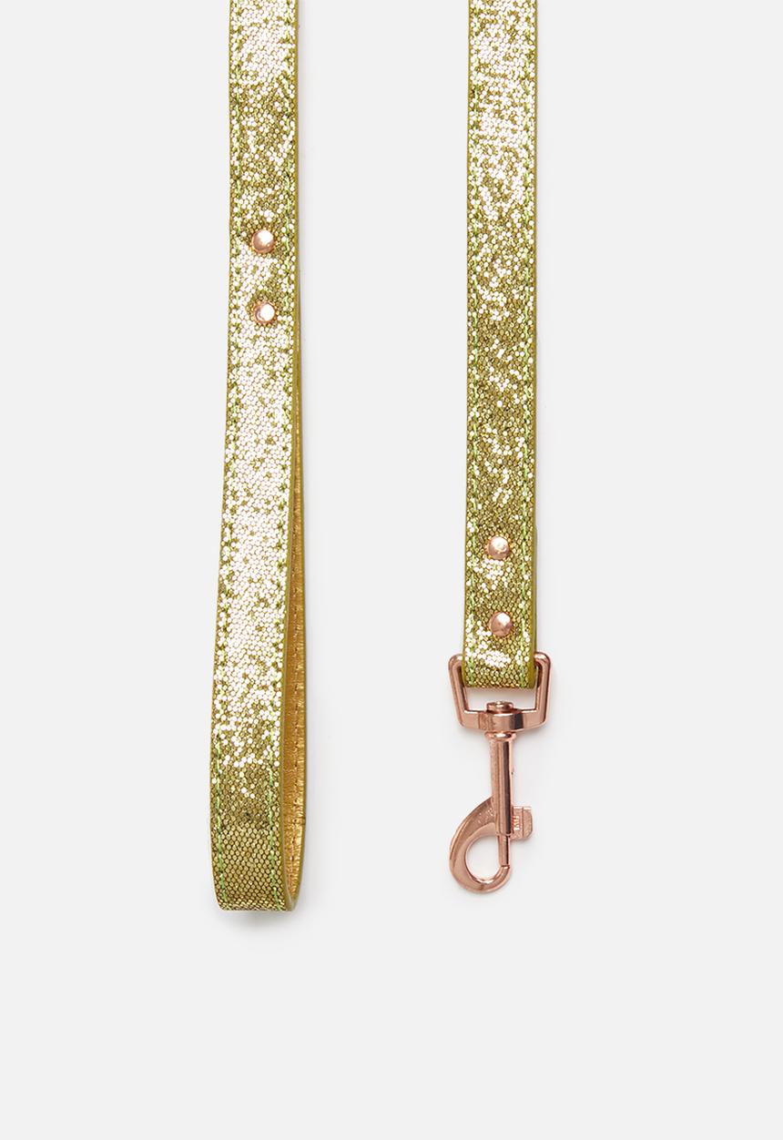 Pet Collection - Pu dog leash - gold glitter