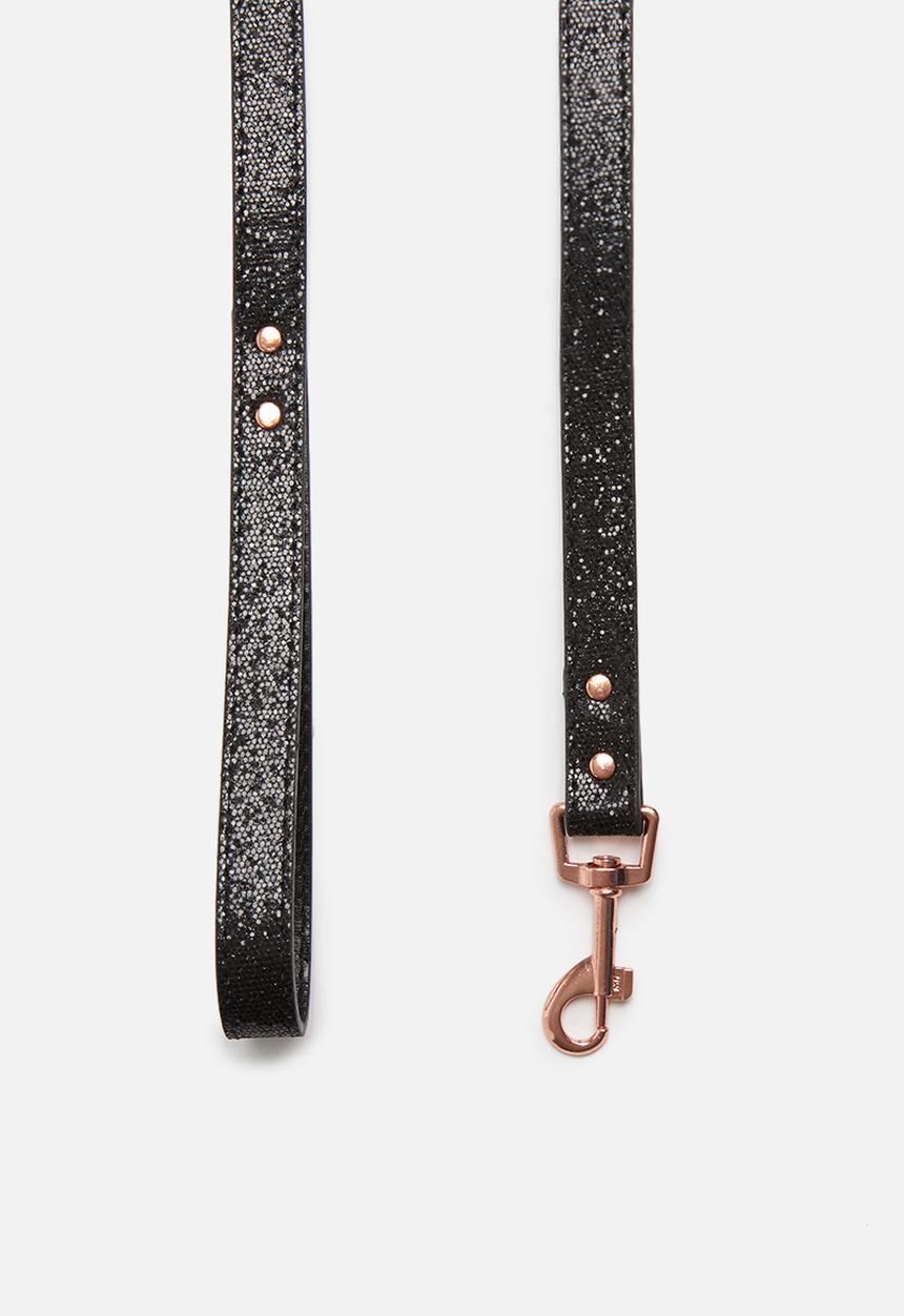 Pet Collection - Pu dog leash - black glitter