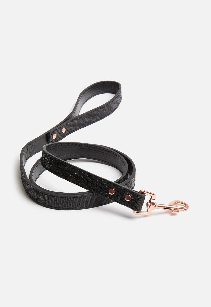 Pet Collection - Pu dog leash - black glitter