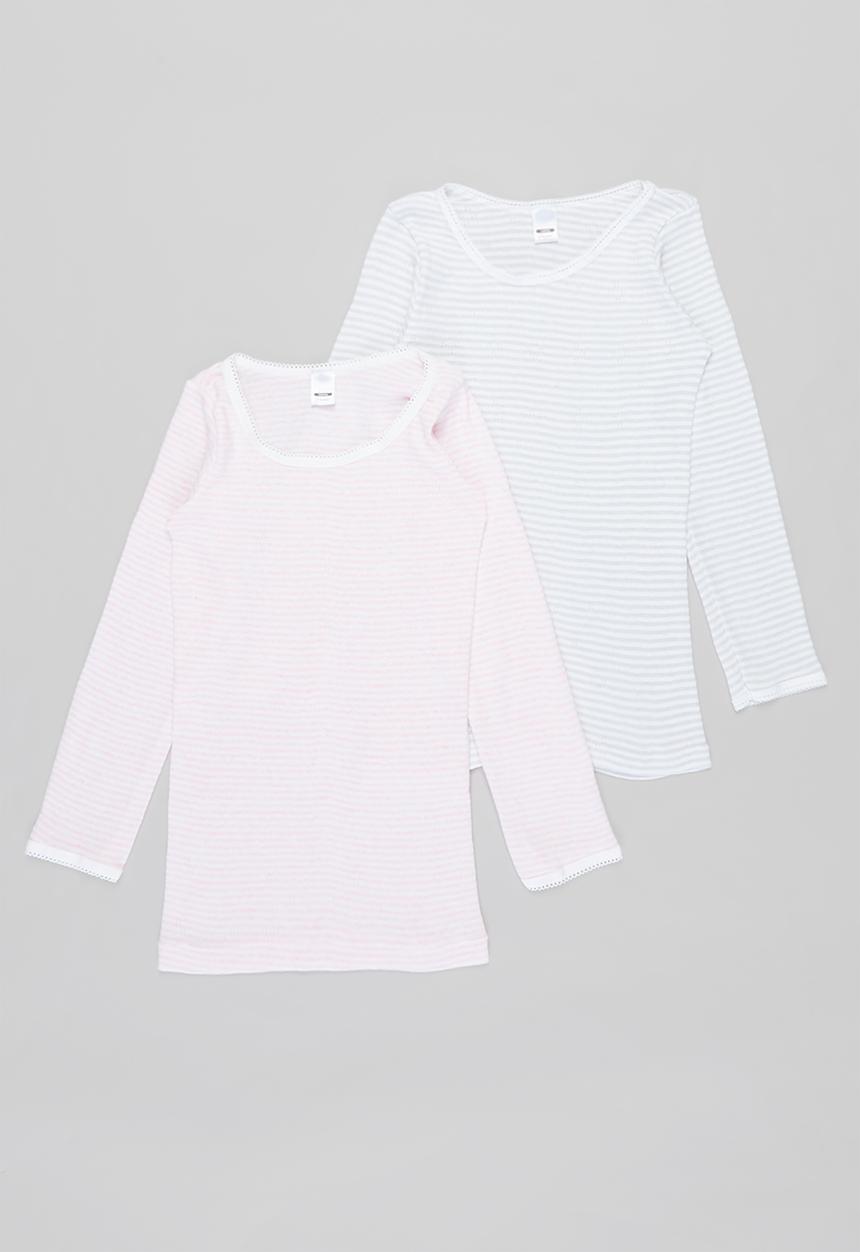 Pop Candy - Girls 2 pack stripe spencer - grey & pink