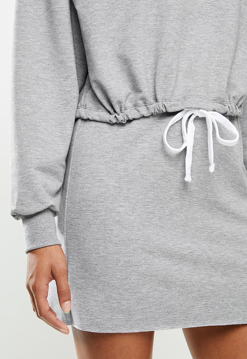 Blake - Cropped drawstring sweater - grey 