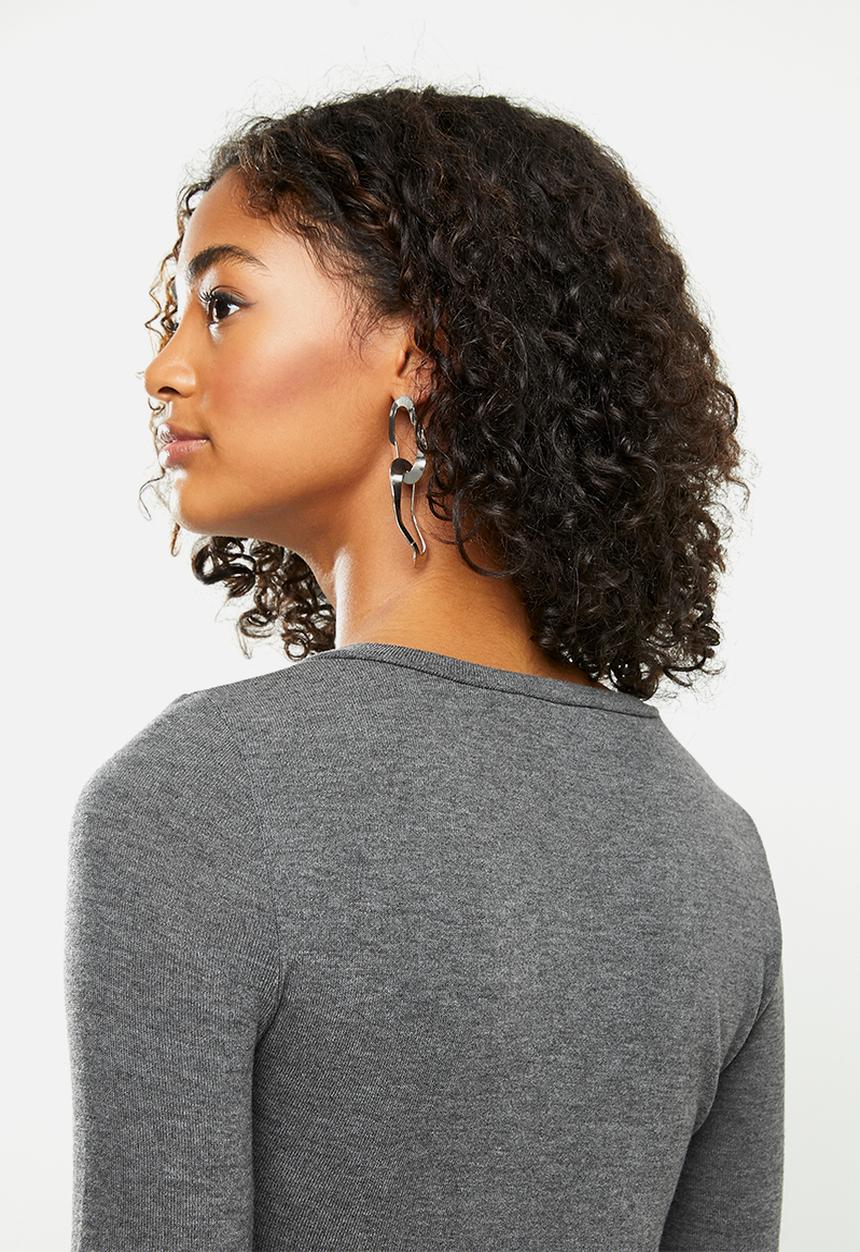 Blake - Soft touch wrap crop top - charcoal 