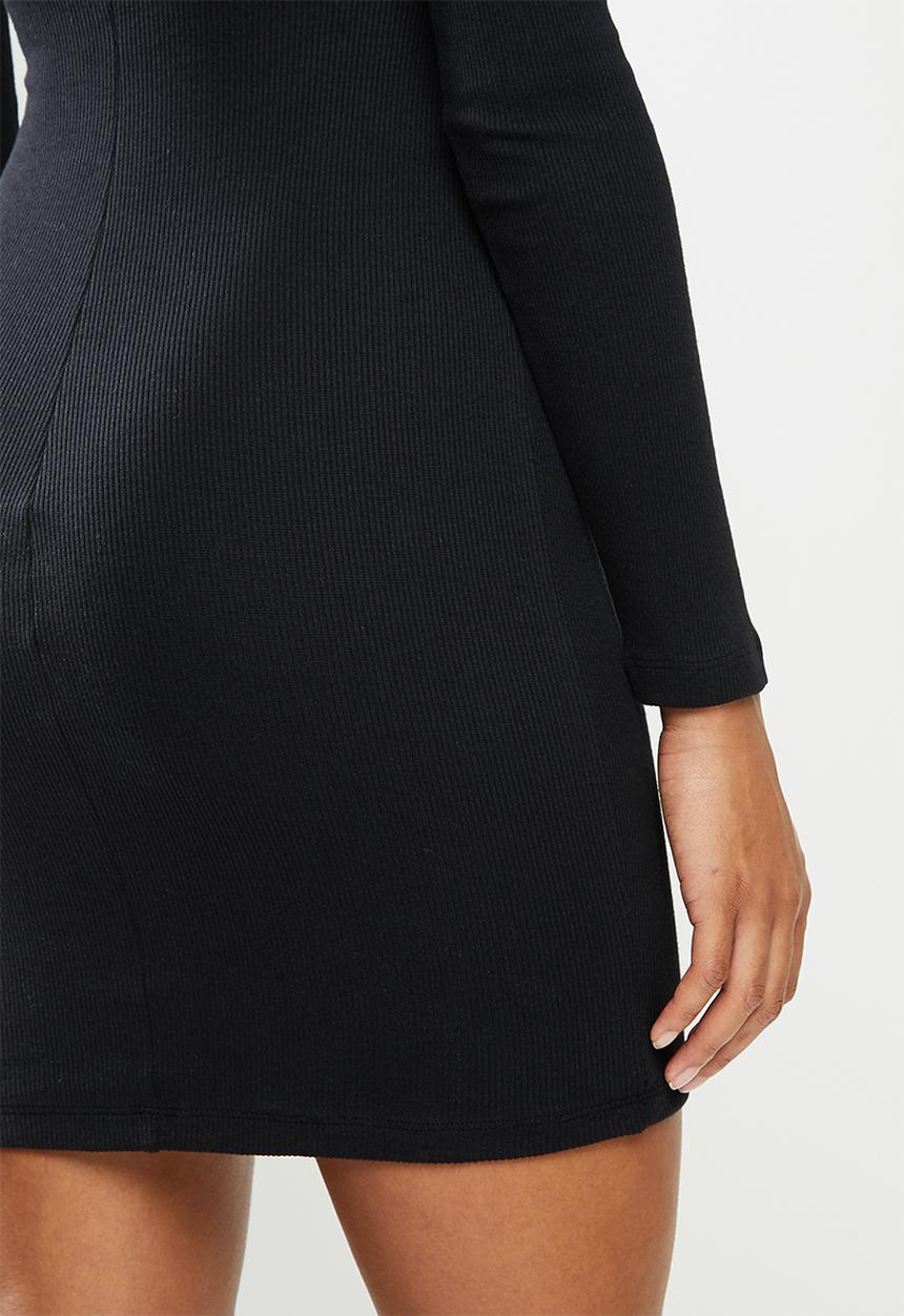 Blake - Shoulder pad Bodycon mini dress  - black