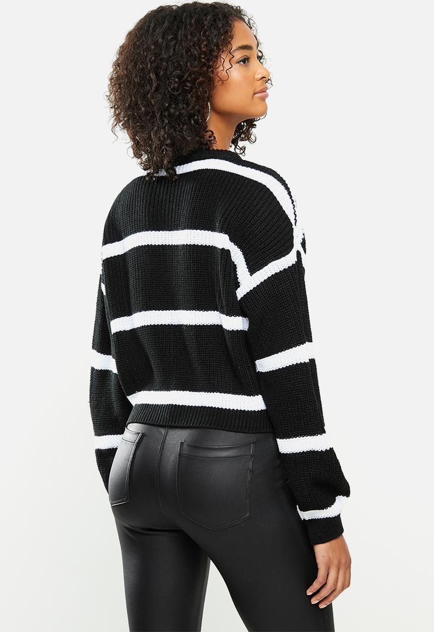 Blake - Ribbed knit sweater - black & white 