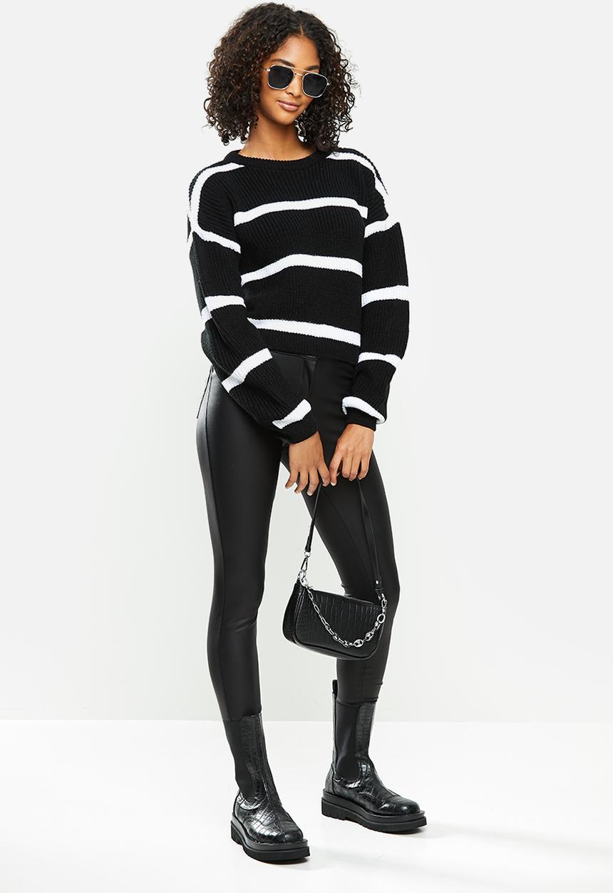 Blake - Ribbed knit sweater - black & white 