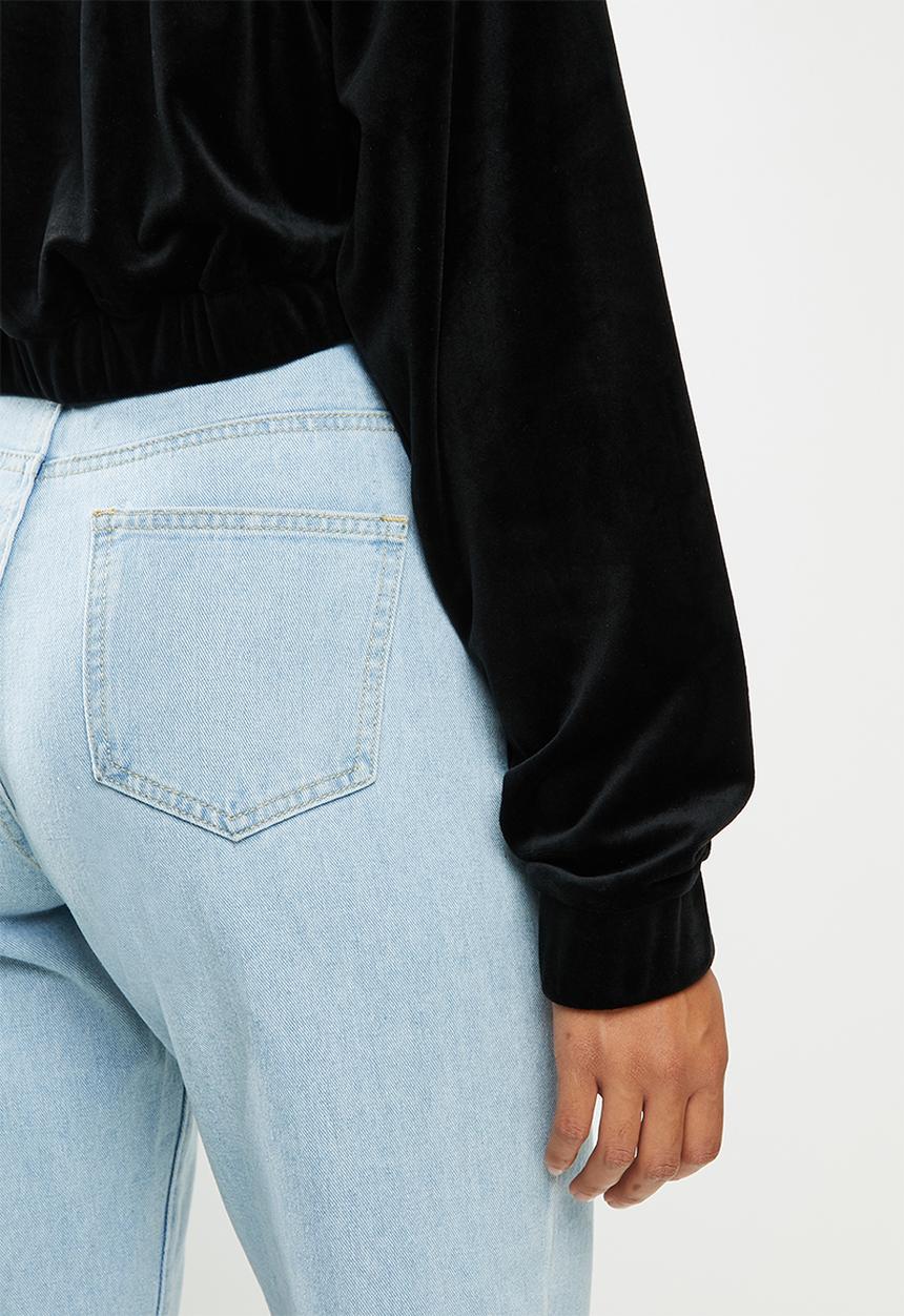 Factorie - Velour cropped hoodie - black