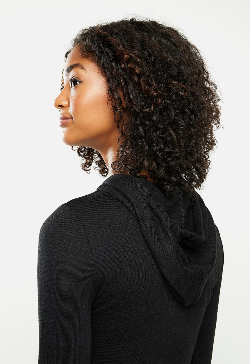 Blake - Soft touch hoodie cropped - black