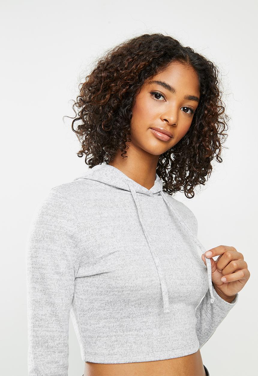Blake - Soft touch hoodie cropped - grey 