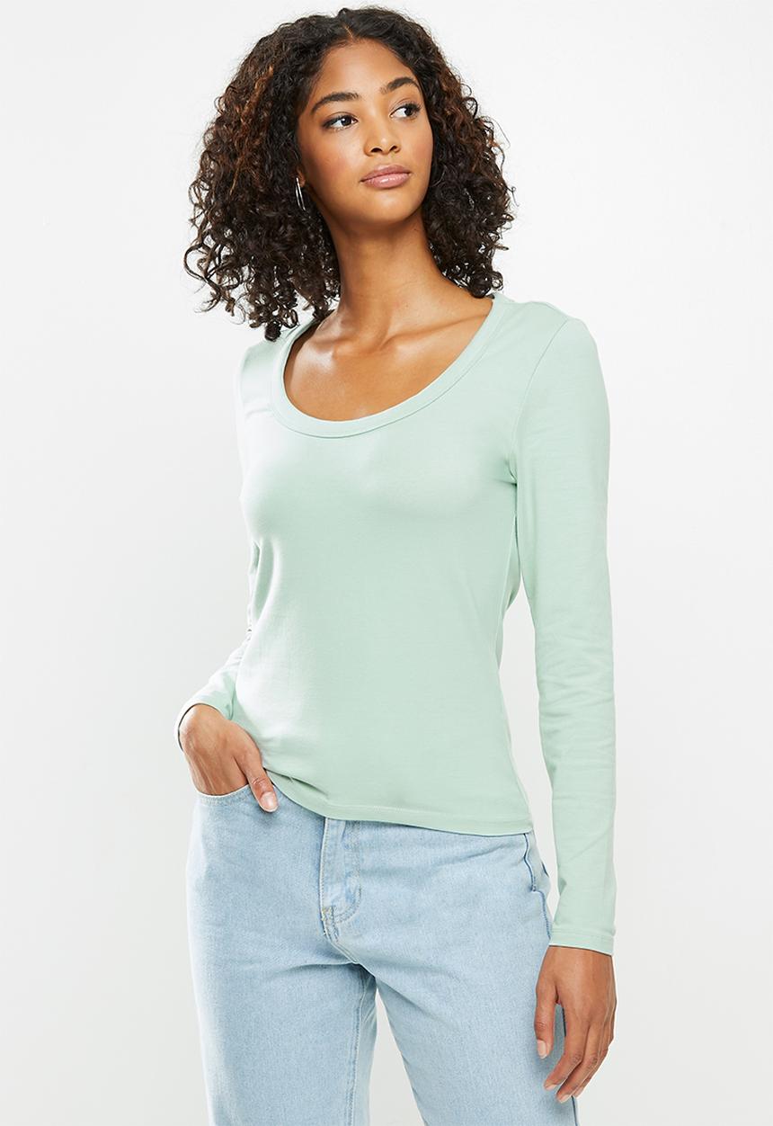 Cotton On - The everyday scooped long sleeve top - green
