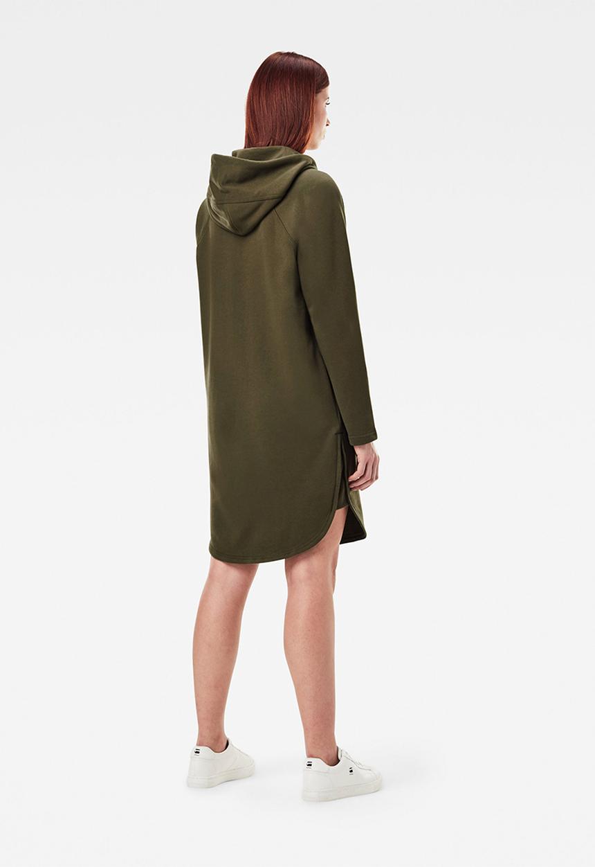 G-STAR - Sleeve print hooded sweat dress - olive 