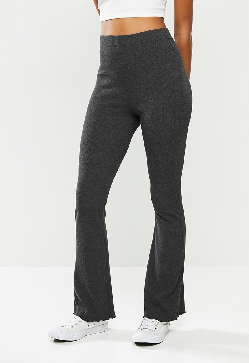Blake - Rib flare leg trouser - charcoal