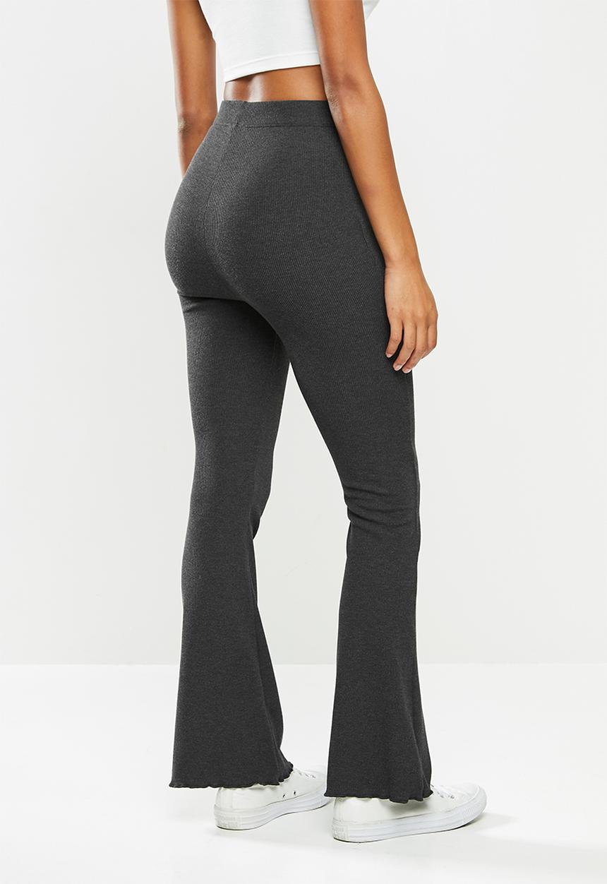 Blake - Rib flare leg trouser - charcoal