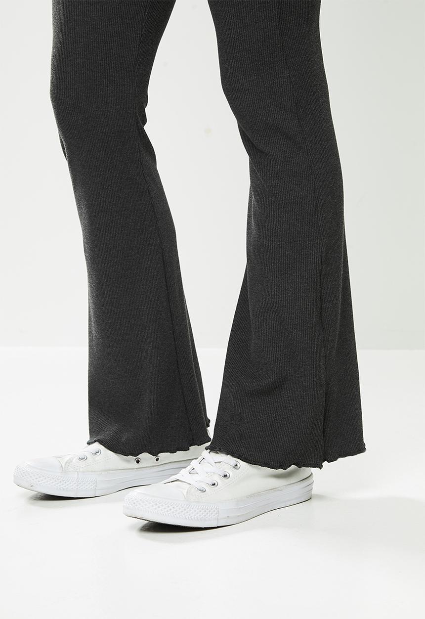 Blake - Rib flare leg trouser - charcoal