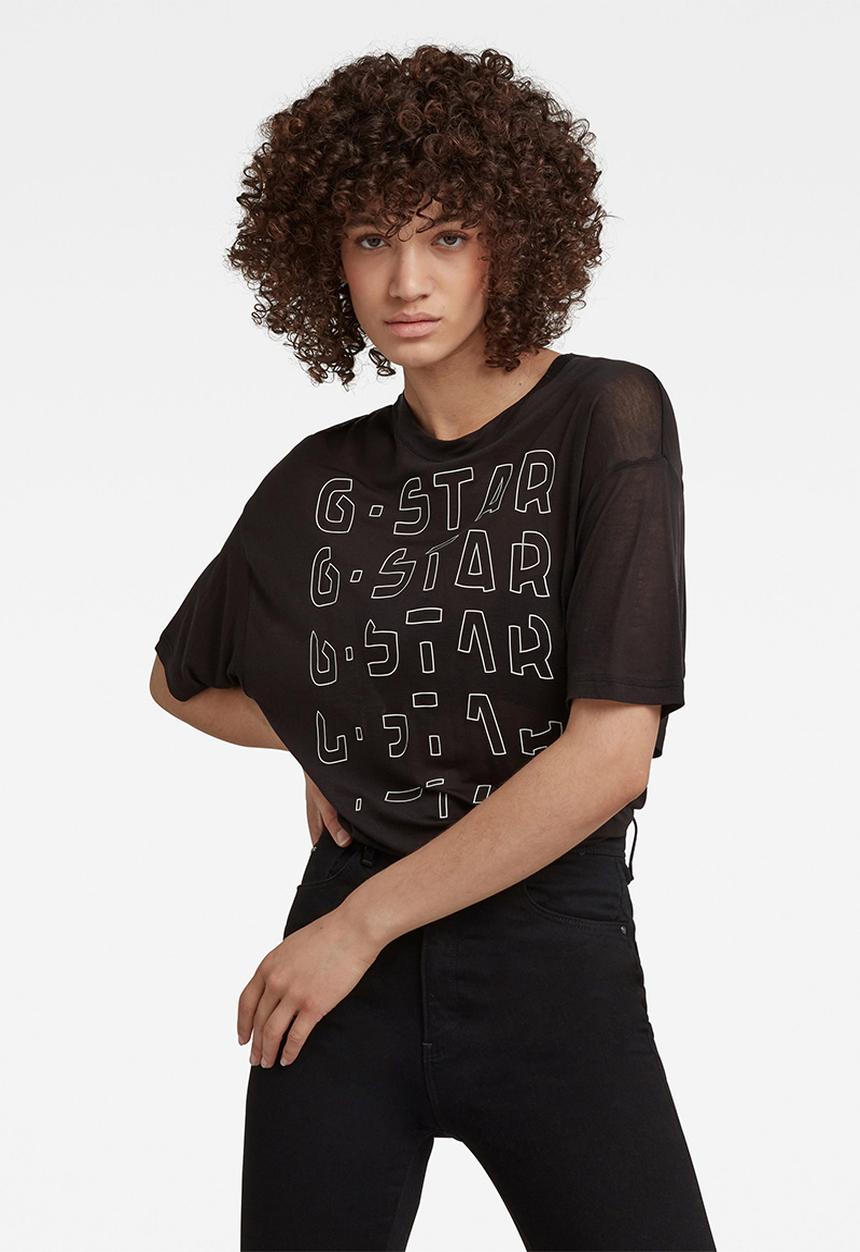 G-STAR - Sheer faded graphic tee - black