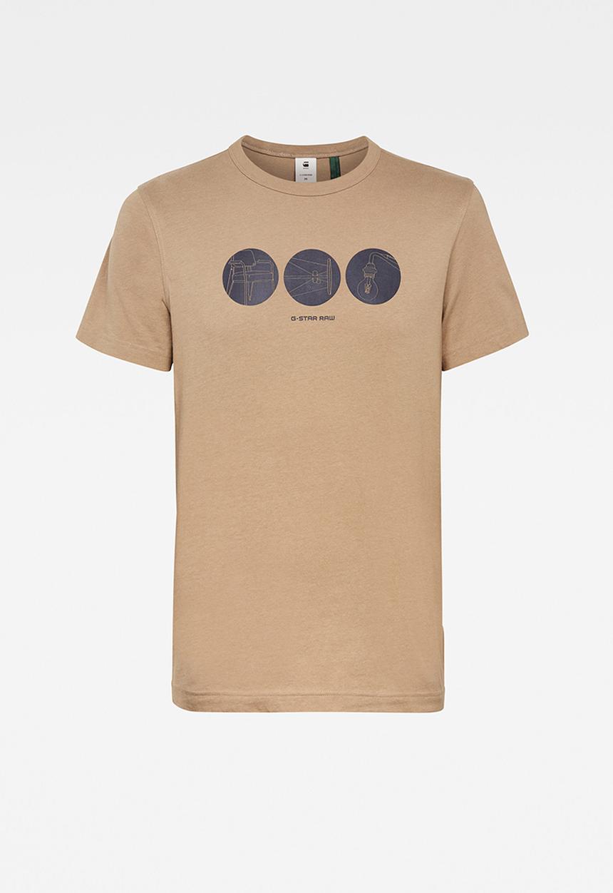 G-STAR - Circle object back graphic short sleeve tee - beige