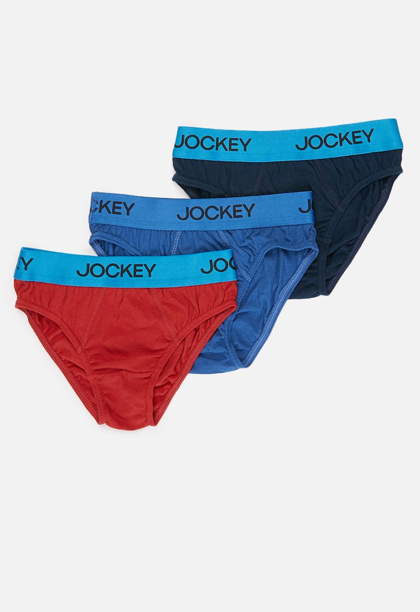Jockey - Boys 3 pack plain briefs - blue & red 