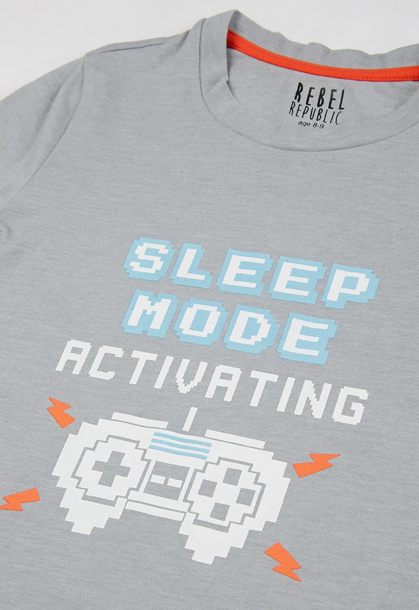 Rebel Republic - Boys tee & shorts pj set - grey & navy 
