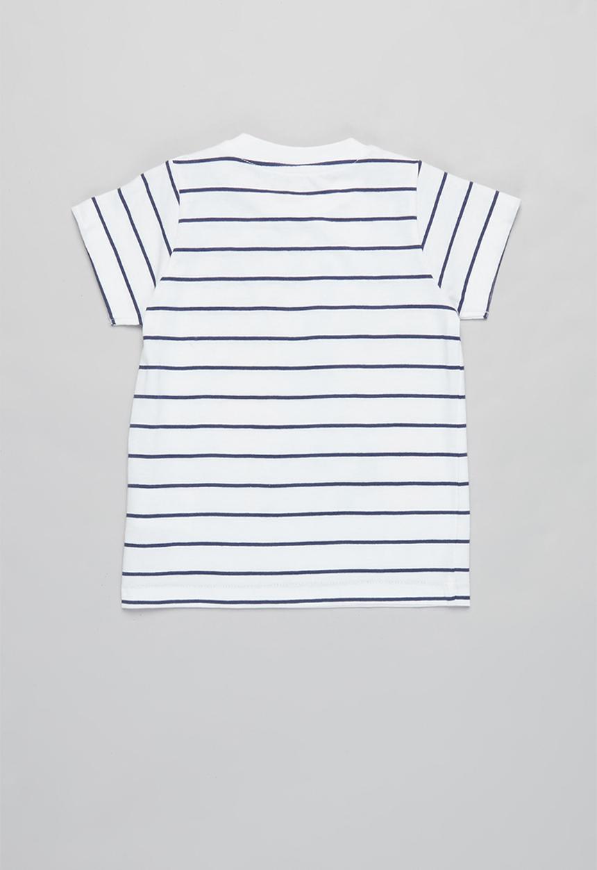 MINOTI - Girls stripe tee & shorts set - white & blue 