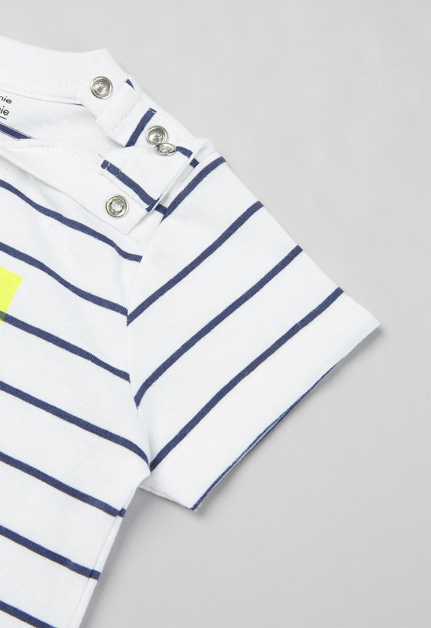 MINOTI - Girls stripe tee & shorts set - white & blue 